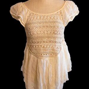 Pins And Needles Top, Cream Color, Gauzy Cotton, Fairy